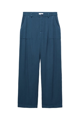 Pantalon droit à rayures - Bleu marine