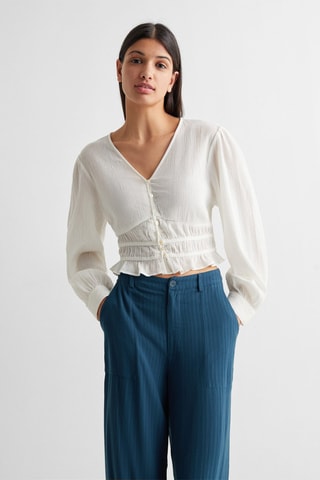 Pantalon droit à rayures - Bleu marine