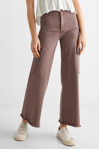 Pantalon style jupe-culotte cargo - Marron