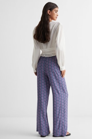 Pantalon droit imprimé - Bleu marine