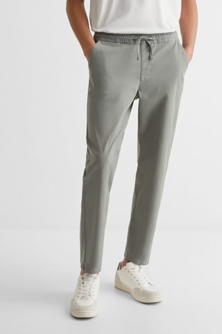 Pantalon droit taille élastique - Vert