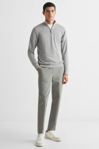 Pantalon droit taille élastique - Vert