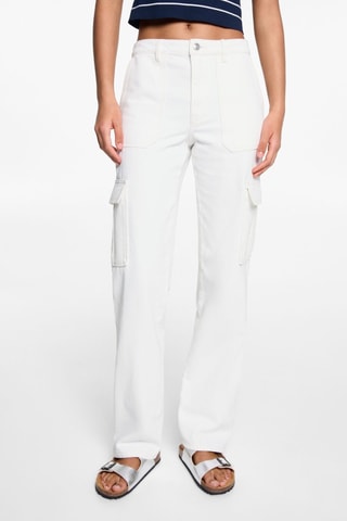 Jean droit style cargo - Blanc cassé