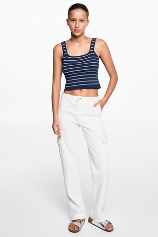 Jean droit style cargo - Blanc cassé