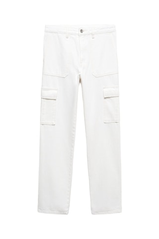Jean droit style cargo - Blanc cassé