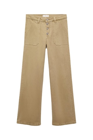 Jean droit boutons - Kaki