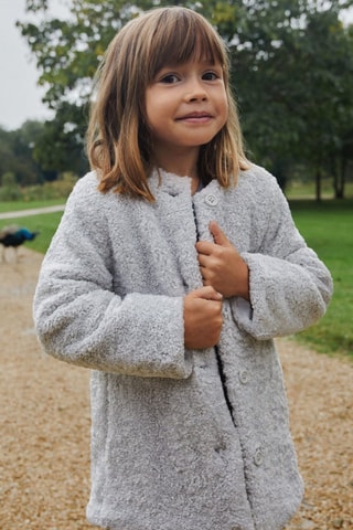 Manteau imitation mouton - Gris clair chiné