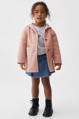 Manteau capuche boutons - Rose