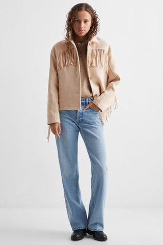 Veste laine franges - Ecru