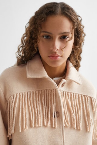 Veste laine franges - Ecru