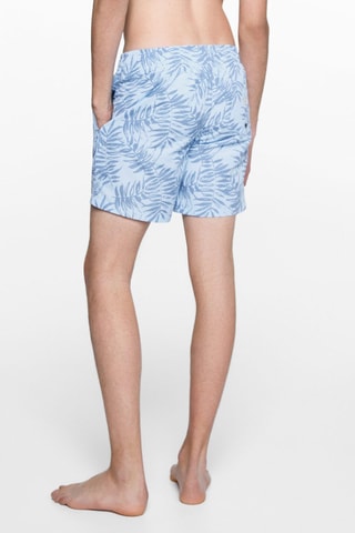 Maillot de bain imprimé feuilles - Bleu