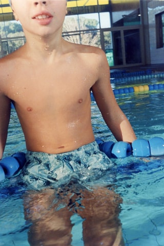 Maillot de bain imprimé feuilles - Bleu clair