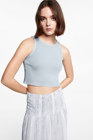 Crop top coton - Bleu clair