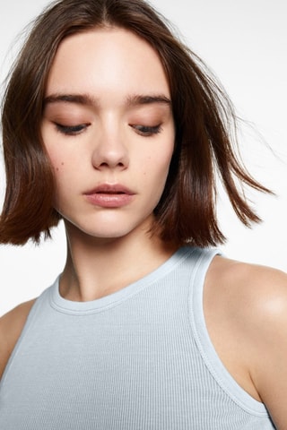 Crop top coton - Bleu clair