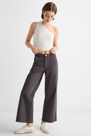 Top maille côtelée Lurex - Blanc cassé