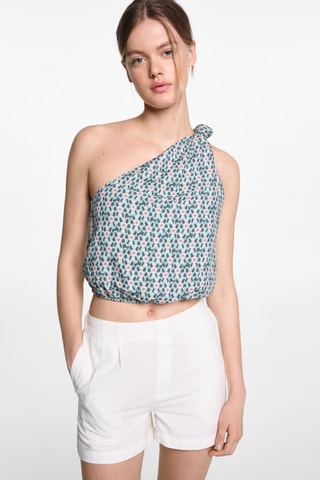 Top asymétrique imprimé - Vert pastel
