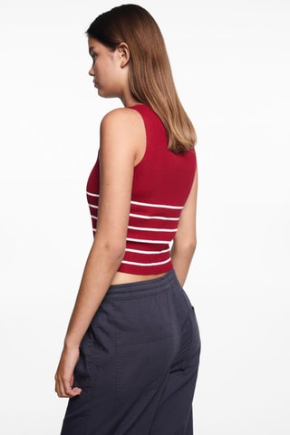 Top bretelles à rayures - Rouge