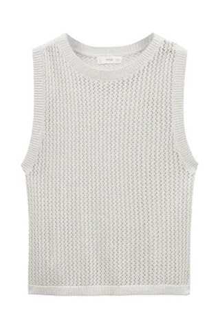 Top Lurex maille ajourée - Argenté