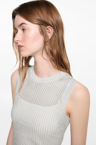 Top Lurex maille ajourée - Argenté