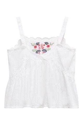 Top brodé fleurs - Blanc