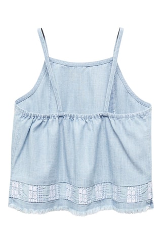 Top brodé franges - Bleu clair