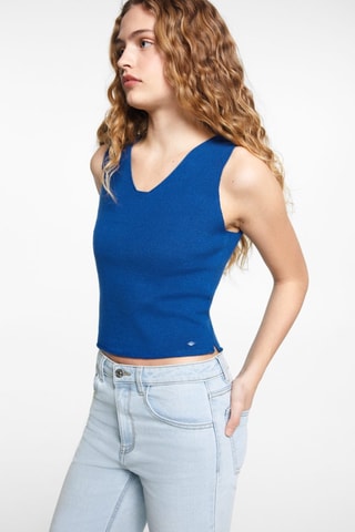 Top maille bretelles - Bleu électrique