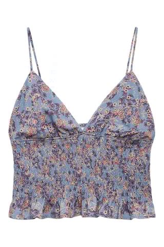 Top imprimé floral - Bleu ciel