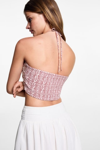 Top crop imprimé - Rose pastel
