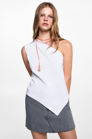 Top motif asymétrique - Blanc cassé