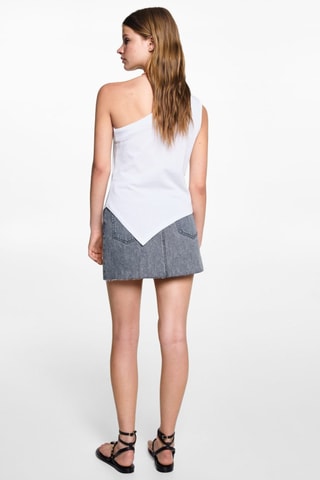 Top motif asymétrique - Blanc cassé