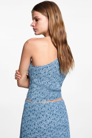 Top asymétrique imprimé - Bleu ciel