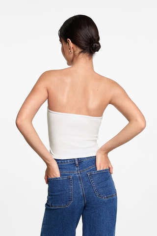 Crop top noeud - Blanc cassé