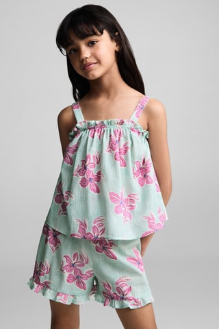 Top imprimé floral - Turquoise