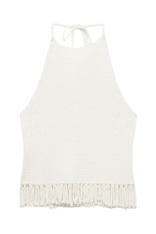 Top crochet emmanchures américaines - Blanc cassé