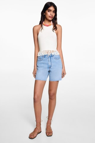 Top crochet emmanchures américaines - Blanc cassé