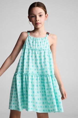 Robe imprimée perles - Vert d'eau