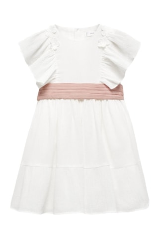Robe tissu plissé fleurs - Blanc cassé