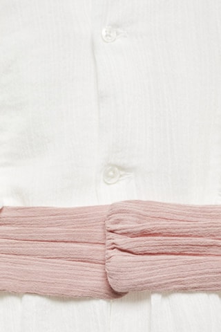 Robe tissu plissé fleurs - Blanc cassé