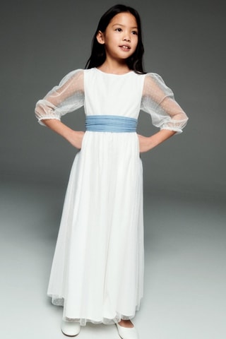 Robe plumetis noeud - Blanc