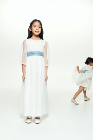 Robe plumetis noeud - Blanc