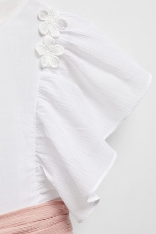 Robe coton tissu plissé - Blanc