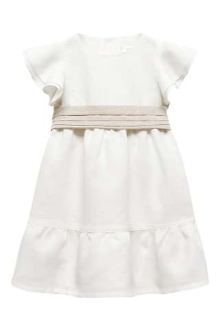 Robe lin ceinture - Blanc cassé