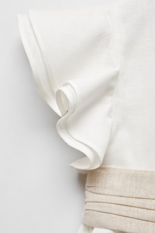 Robe lin ceinture - Blanc cassé