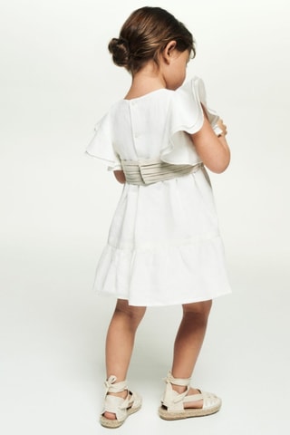 Robe lin ceinture - Blanc cassé