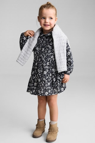 Robe chemisier à fleurs - Bleu marine