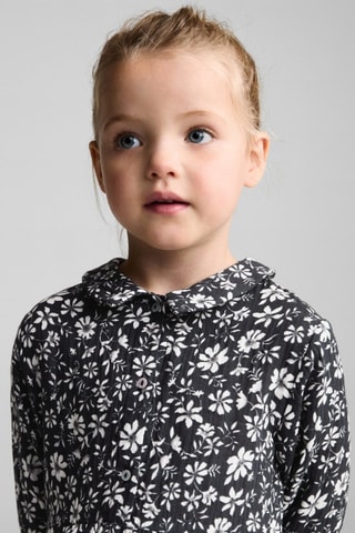 Robe chemisier à fleurs - Bleu marine