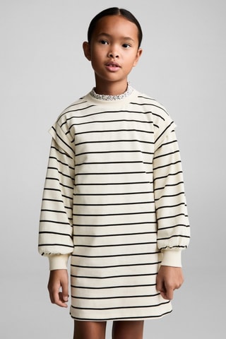 Robe coton à rayures - Ecru