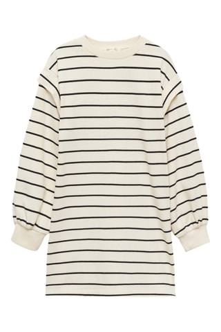 Robe coton à rayures - Ecru
