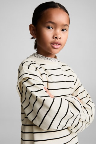 Robe coton à rayures - Ecru