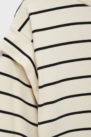 Robe coton à rayures - Ecru